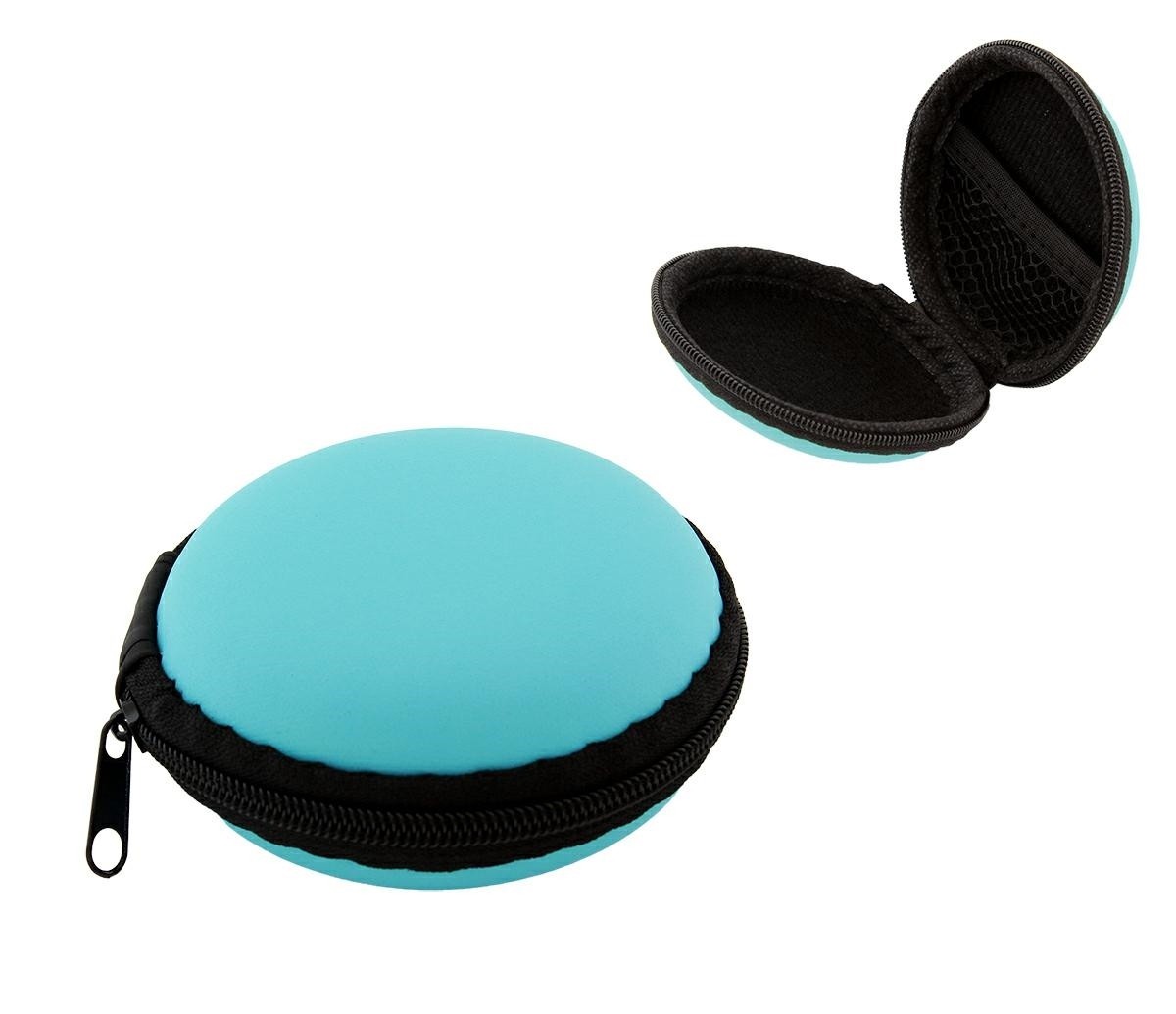 Husa casti, fermoar inchidere, plastic, 18g, 8 x 3cm, albastru - imagine 4